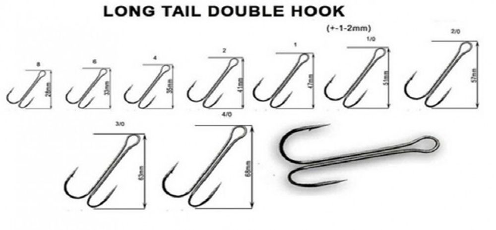 Двойной крючок Crazy Fish Long Tail Double Hook №6 5 шт