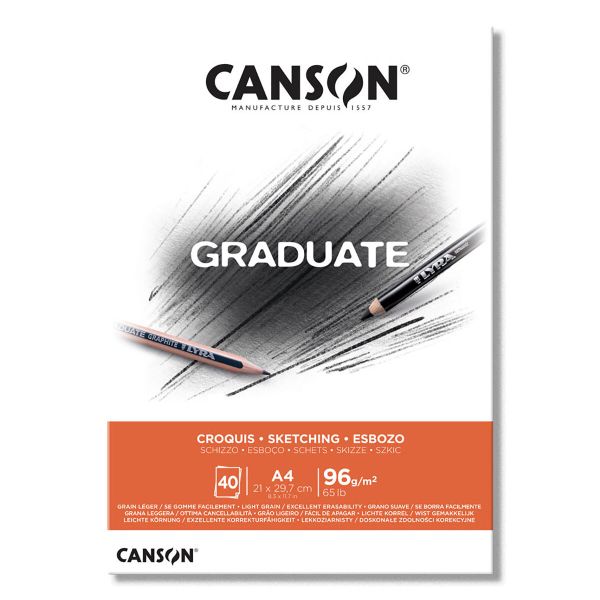 Альбом для набросков Graduate Sketching 96 г/м², A4 21х27.9 см, склейка с одной стороны 40 л, Canson C400110362