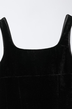 ZARA БАРХАТНОЕ ПЛАТЬЕ-БАЛЛОН, ЧЕРНЫЙ