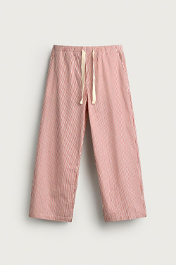 ZARA БРЮКИ BAGGY FIT В ПОЛОСКУ, КРАСНЫЙ