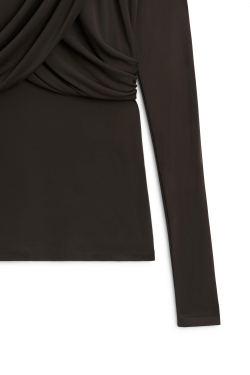 Massimo Dutti Блузка с длинными рукавами и драпировкой - Limited Edition, коричневый