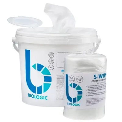 Салфетки флисовые S-Wipe ведро-диспенсер BIOWIPE SYSTEM 17х38 см 90 листов (без дезинфицирующего средства)