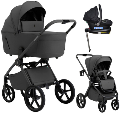 Коляска 4 в 1 Sweet Baby SBL Elegante Therma Colore + автокресло Elegante Plus с базой i-Size ISOFIX DK780 Dark Grey