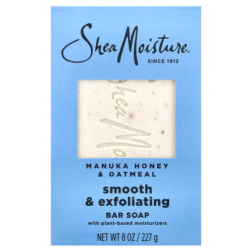 SheaMoisture, гладкое и отшелушивающее кусковое мыло, мед манука и овсянка, 227 г (8 унций)