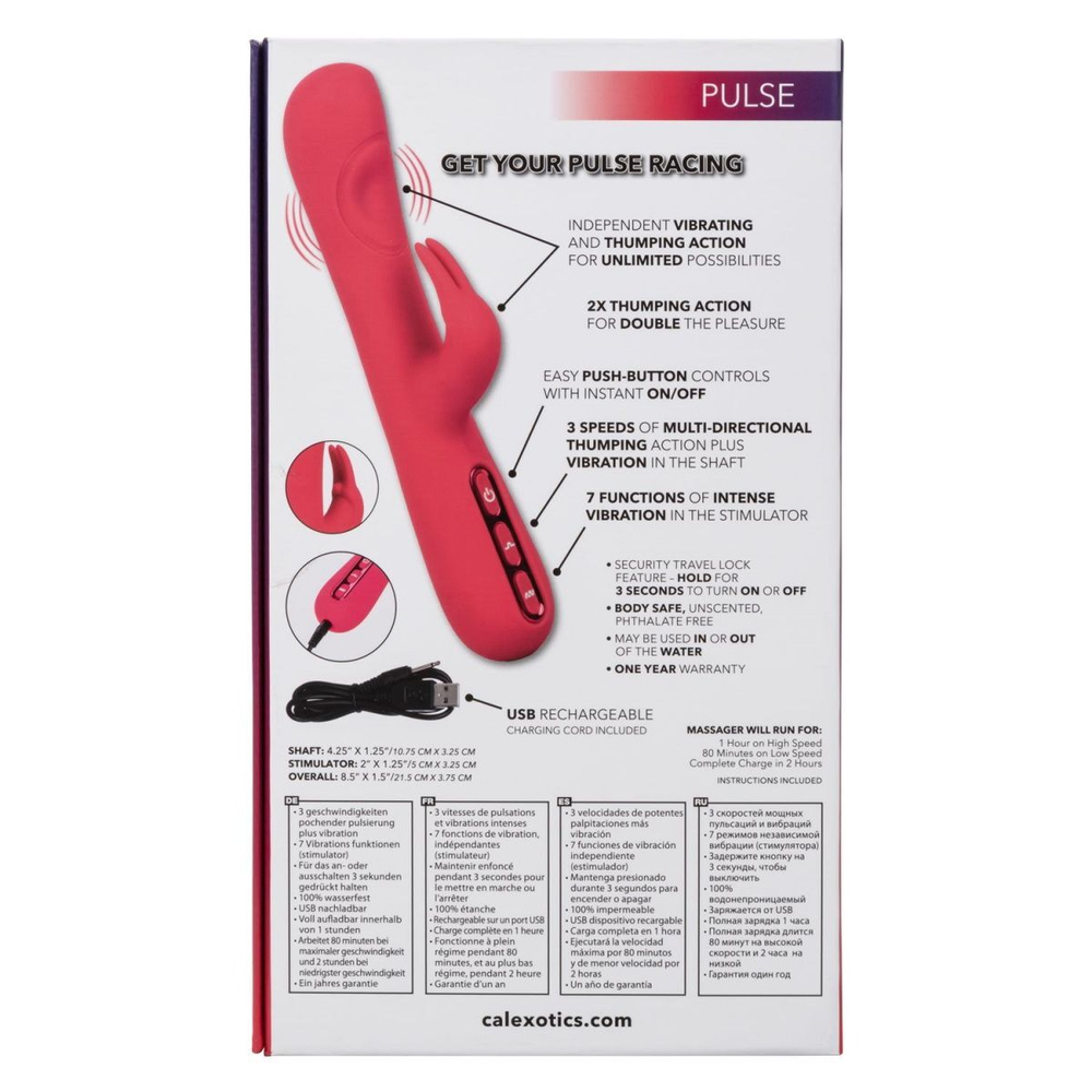 Розовый вибромассажер-кролик Throb Pulse - 21,5 см. (Цвет: розовый)