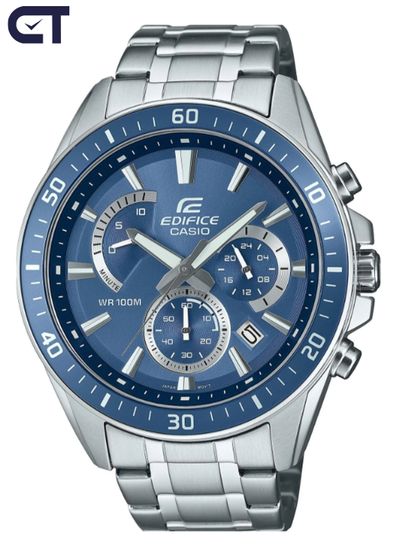 CASIO EFR-552D-2AVUDF EDIFICE мужские наручные часы — стальной хронограф с синим циферблатом