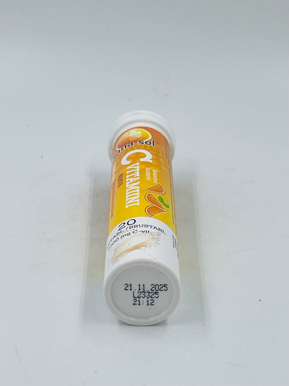 Шипучая таблетка Sana-sol Vitamin C 1000 мг со вкусом апельсина без сахара 20 таб. (из Финляндии)