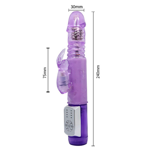 Фиолетовый мультифункциональный вибратор-кролик 24см Baile Mr Rabbit BW-037351
