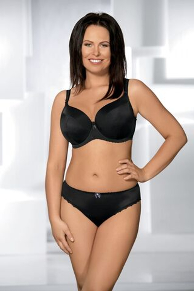 Элегантный бюстгальтер plus size с уплотненными чашками из нежной микрофибры (Размер: 100F) (Цвет: черный)