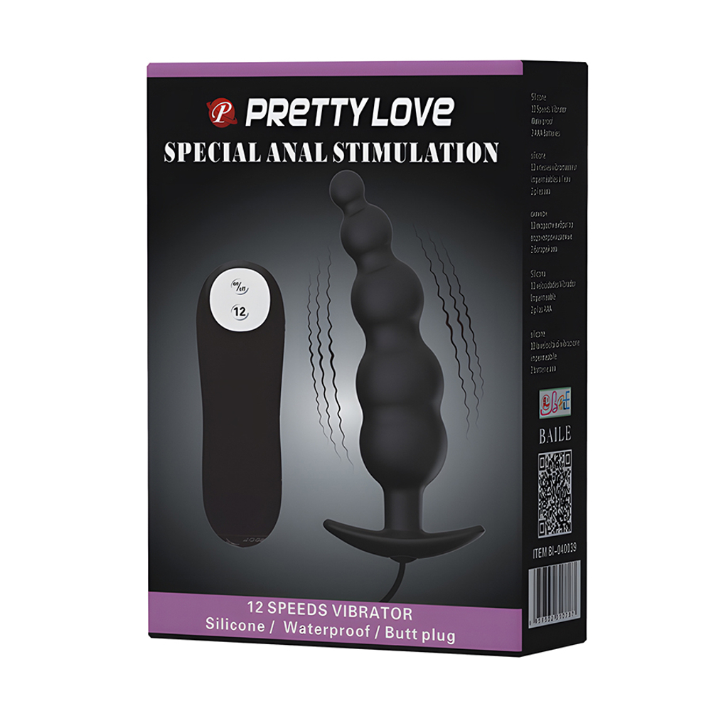 Анальный вибростимулятор в виде ёлочки 11,8см с пультом ДУ Pretty Love Special Anal Vibrating Butt Plug BI-040039