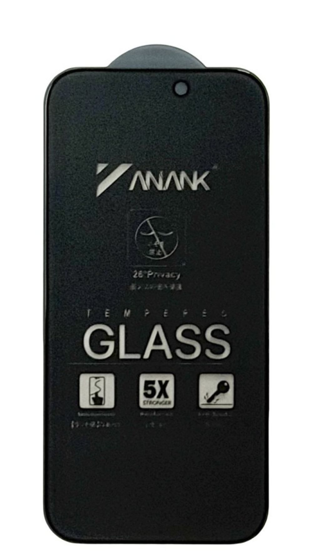 Защитное стекло i-Phone 17 Pro 6.3" Anank 5X Reinforced 2.5D 180° Антишпион черное