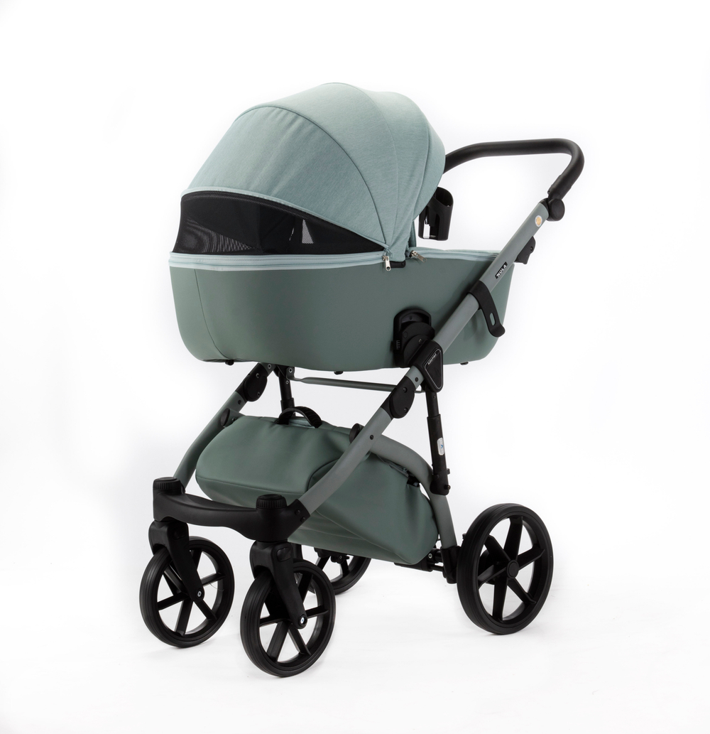 Детская универсальная коляска Adamex NOLA Natura MINT-8 (2в1) - Мятная ткань, мятная экокожа
