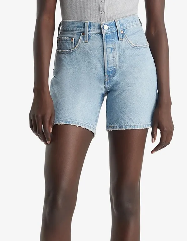 Шорты джинсовые женские LEVI'S 501® MID THIGH SHORT MED INDIGO - WORN IN