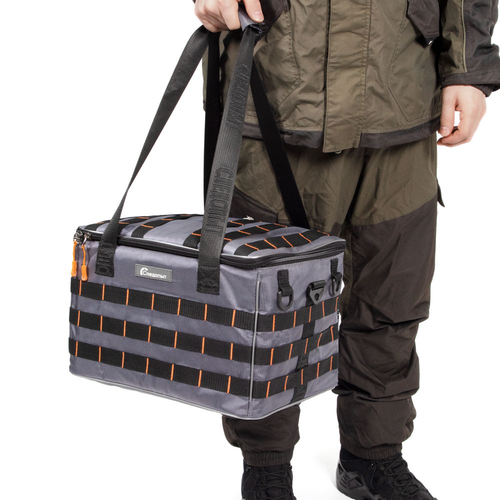 Сумка рыболовная "СЛЕДОПЫТ" Base Lure Bag XL, 38х26х25 см, цв. серый + 5 коробок Luno 28/2/