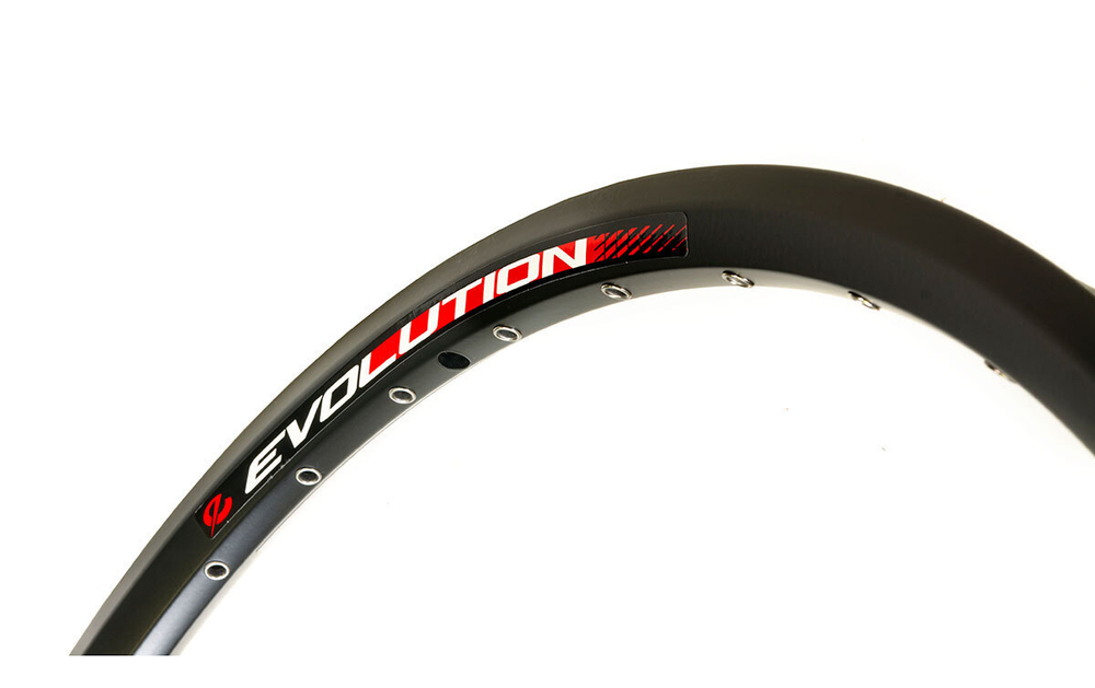 Обод 27,5" EVOLUTION (AlexRims) алюминиевый, двойной, 36H, пистонированный, 584х19/28х22мм, A/V, анодированный, черный