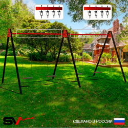 Уличные качели Sv Sport Maxi х 2 УК302В4 (4.8м/Деревянные 4шт/Подвесы на втулке 4к)