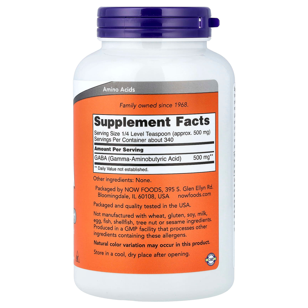 NOW Foods, ГАМК, чистый порошок, 170 г (6 унций)