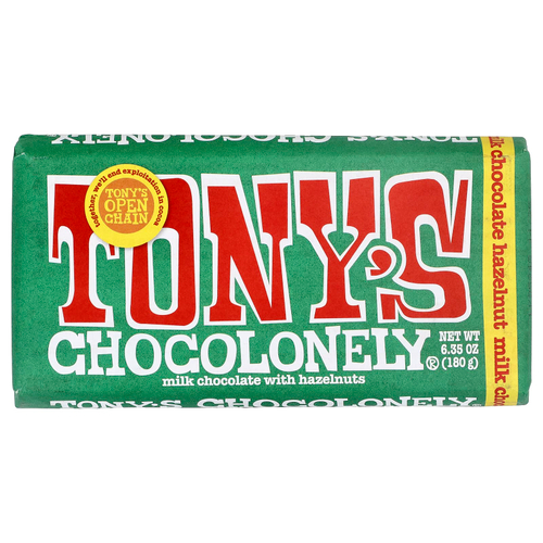 Tony's Chocolonely, батончик из молочного шоколада с фундуком, 180 г (6,35 унции)