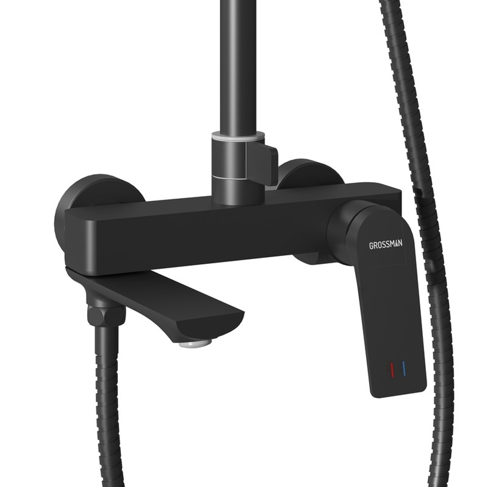 Душевая стойка Grossman Cosmo 500.K35.02.210 с верхним душем,ручной лейкой и смесителем,черный матовый,1 место