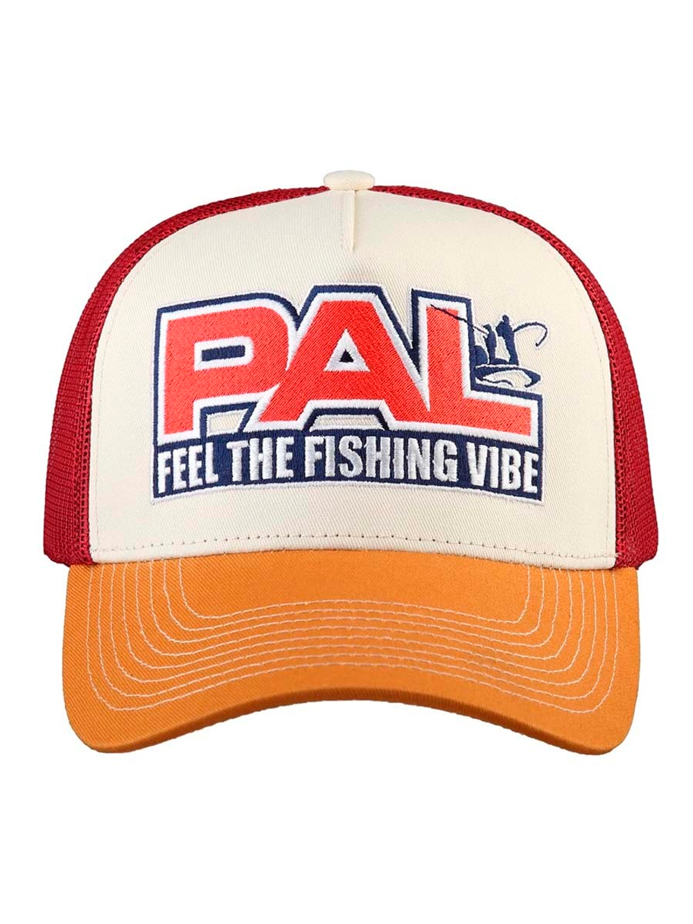 Бейсболка PAL 2023 Feel The Fishing Vibe #бордовая сетка коричневый козырек