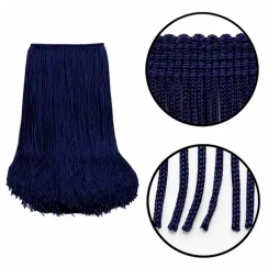 Бахрома для платьев 30 см, полиэстер, двойная нить, Темно-Синяя, розница от 10 см
