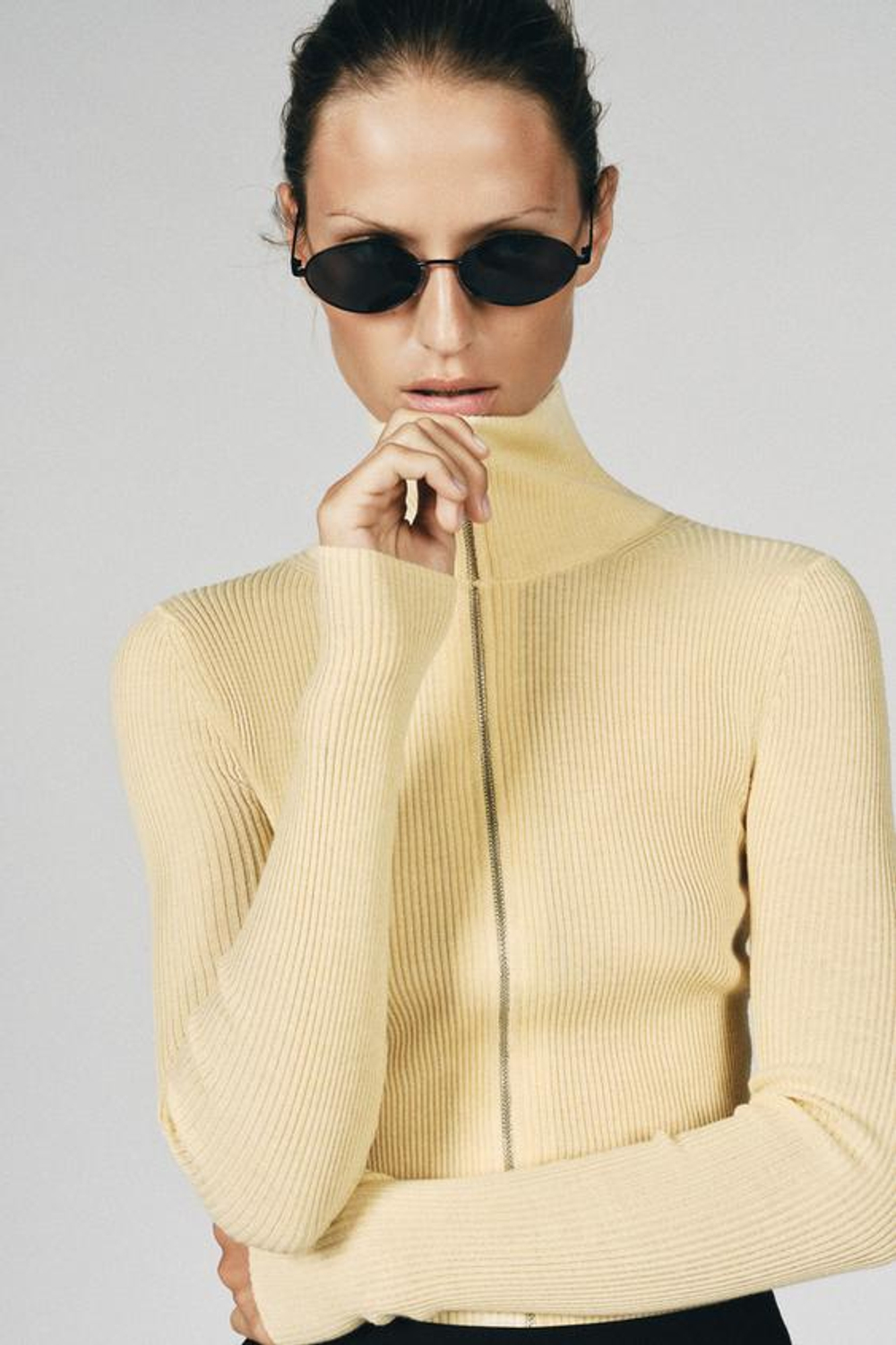 ZARA ПРИТАЛЕННЫЙ КАРДИГАН В РУБЧИК, ПАСТЕЛЬНО-ЖЕЛТЫЙ