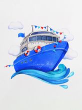 Боди авторский принт "Корабль на волнах"