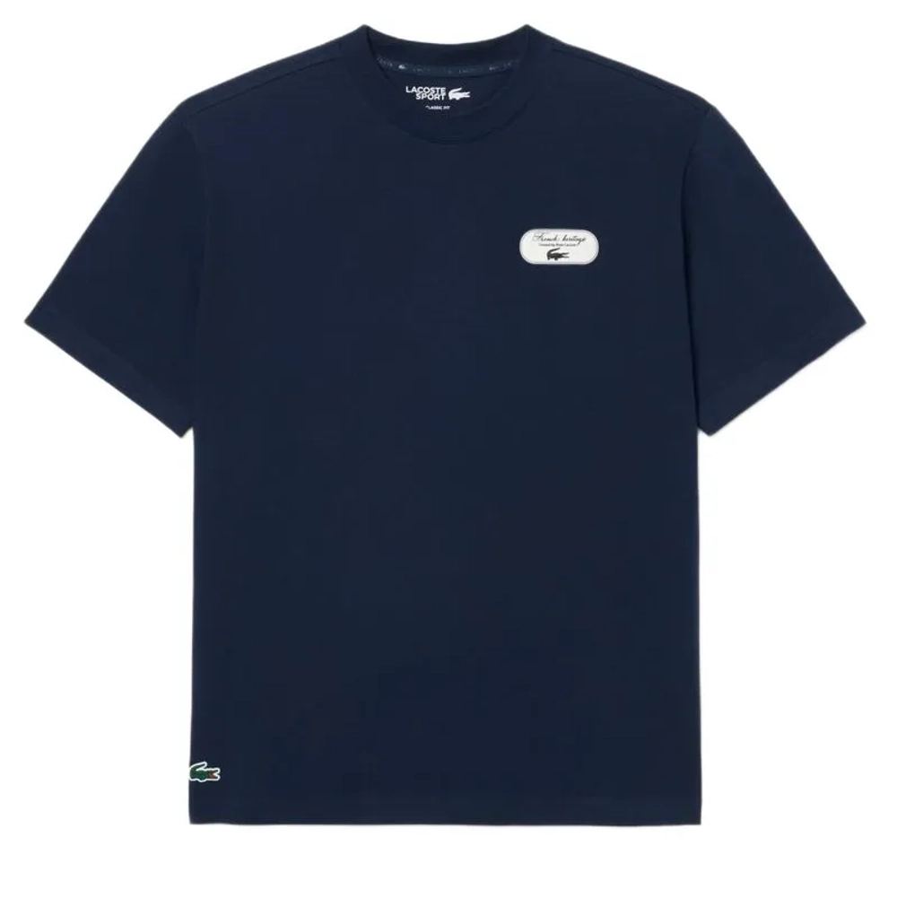 Мужская теннисная футболка Lacoste Ultra Dry Tennis Heritage Graphic - midnight blue