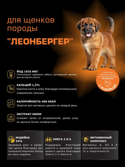 Корм сухой для щенков породы Леонбергер, с индейкой, 12 кг, QUATTRO