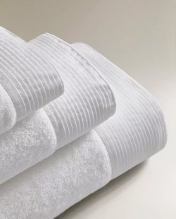 ZARA HOME БАННОЕ ПОЛОТЕНЦЕ С АППЛИКАЦИЕЙ В ФОРМЕ ПОЛОСЫ ТКАНИ, БЕЛЫЙ