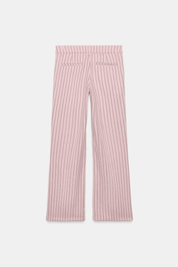 ZARA БРЮКИ ПРЯМОГО КРОЯ С НИЗКОЙ ПОСАДКОЙ, СВЕТЛО-РОЗОВЫЙ