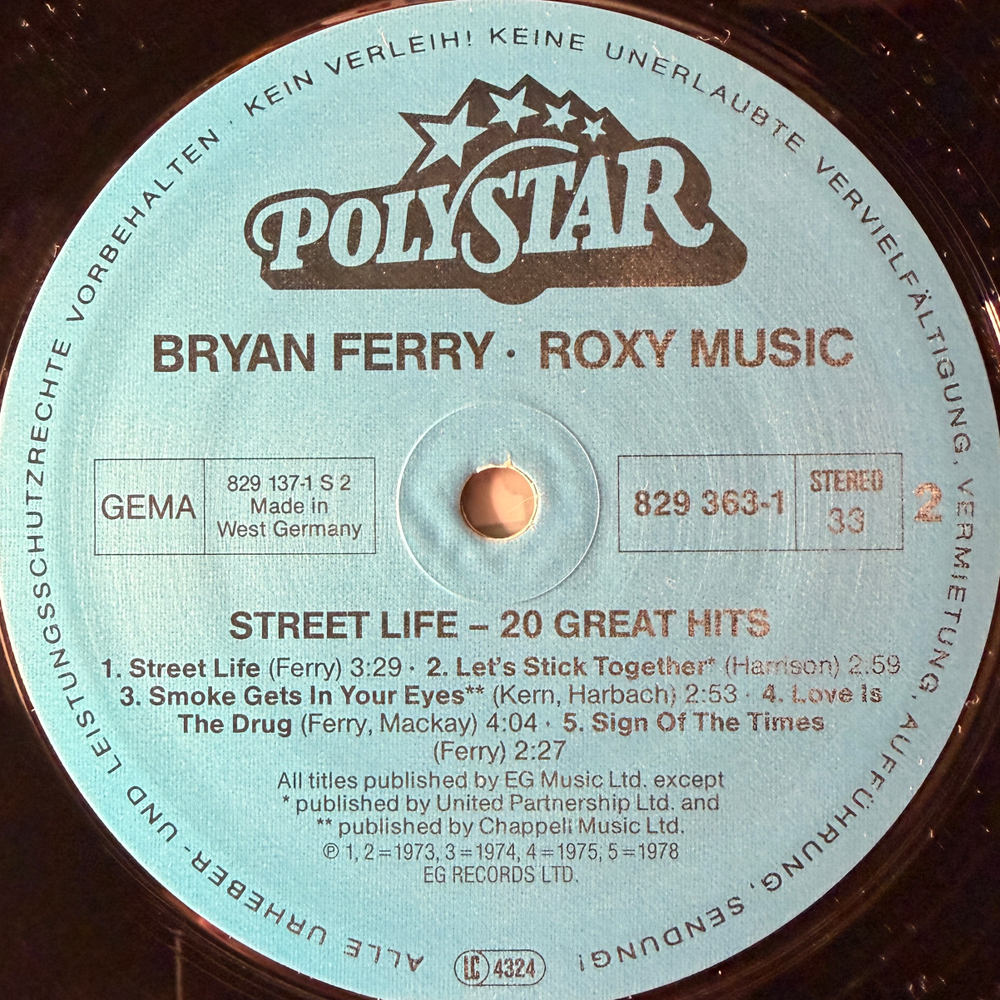 Roxy Music / Bryan Ferry ‎– Street Life - 20 Great Hits 2LP (Германия 1986г.)