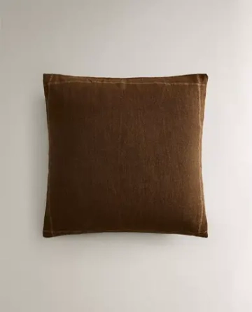 ZARA HOME ЛЬНЯНАЯ НАВОЛОЧКА ДЛЯ ДЕКОРАТИВНОЙ ПОДУШКИ, КОРИЧНЕВЫЙ