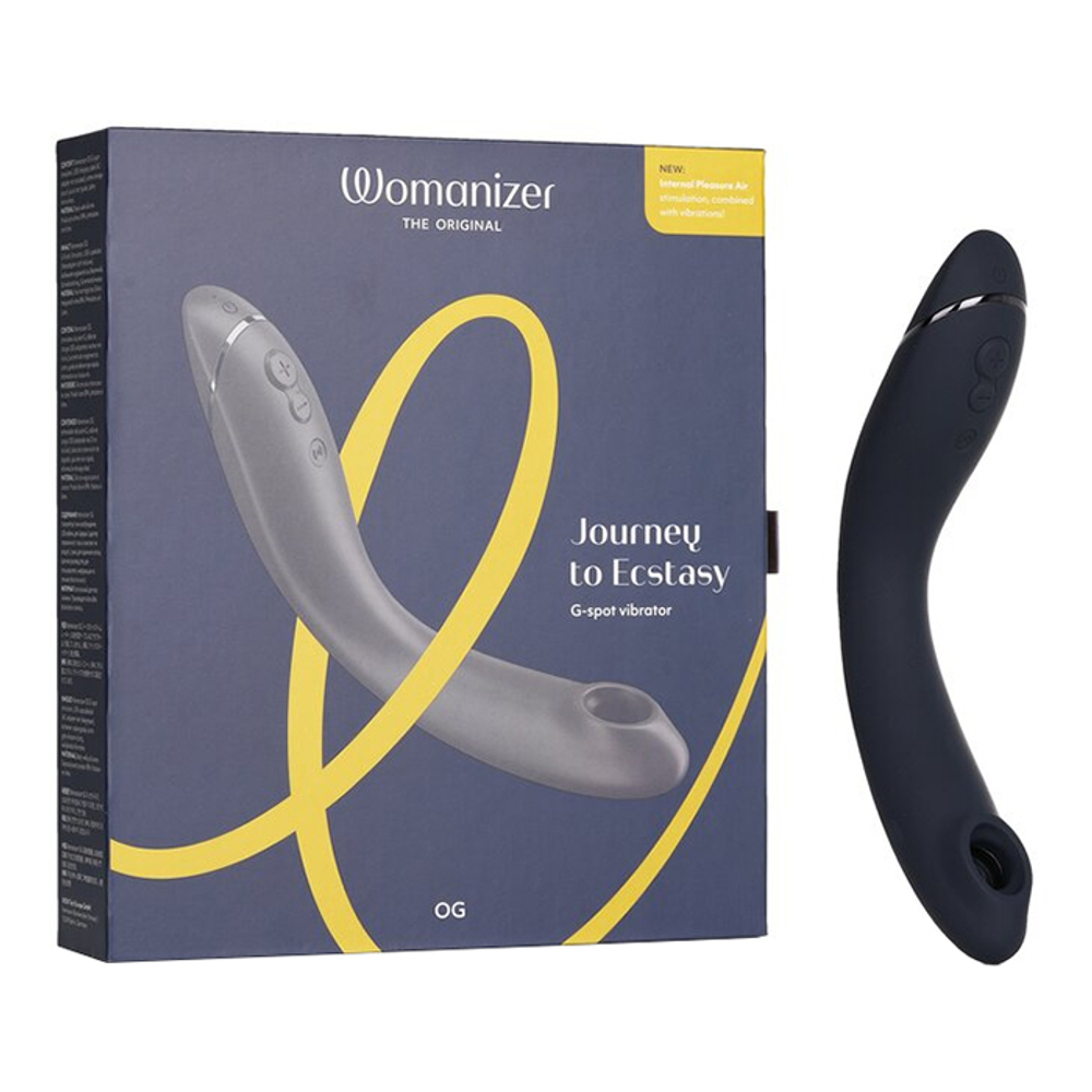 Темно-серый вибромассажёр 17,6см для точки G c вакуумной стимуляцией Womanizer OG Pleasure Air for the G-Spot Vibrator & Stimulator Dark Gray WZ171SG5