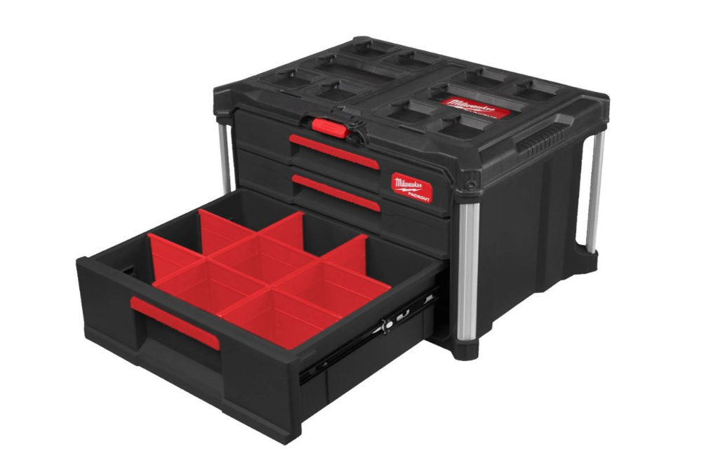 Ящик Milwaukee PACKOUT с 2+1 выдвижными отсеками 4932493190