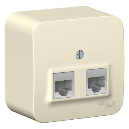 BLANCA О/У РОЗЕТКА двойная компьютерная RJ45, кат.5E, ИЗОЛ.ПЛ., МОЛОЧНЫЙ