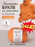 Пряжа для вязания Буклированная Alpaca Bukle, цвет морковный (100гр - 1шт) букле