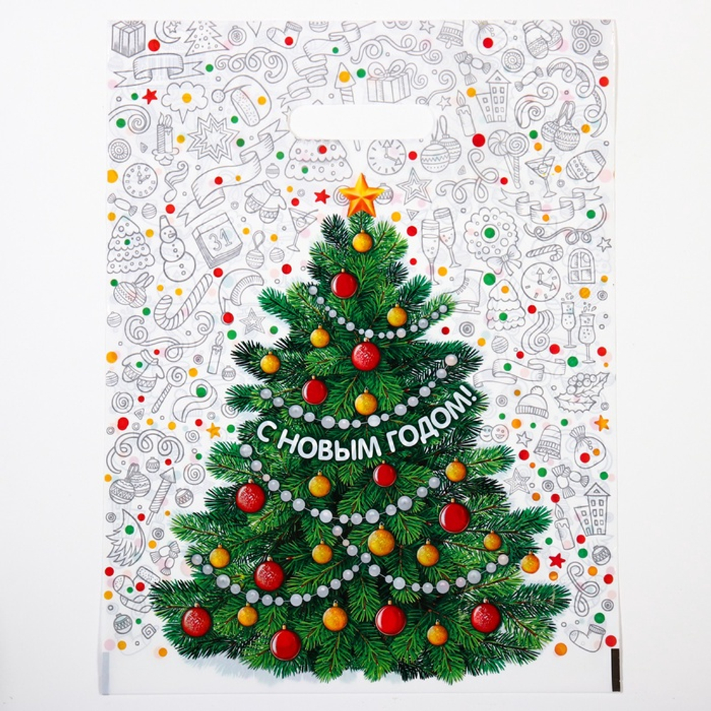Пакет новогодний «Каникулы»,  с вырубной ручкой, 31×40 см