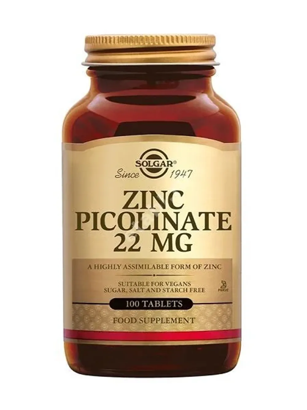 Solgar - Zinc Picolinate / 22 mg / 100 tabs