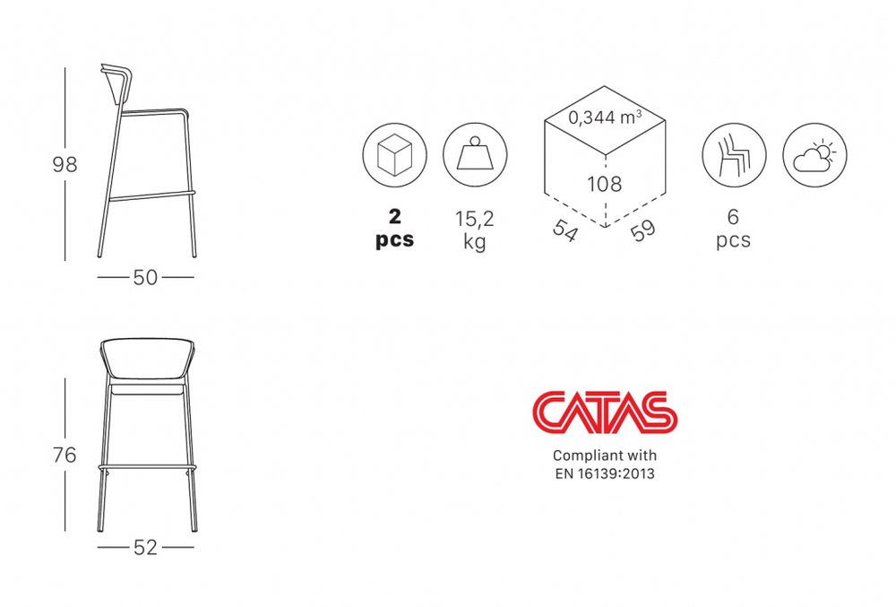 Стул барный пластиковый Scab Design Lisa Technopolymer, тортора