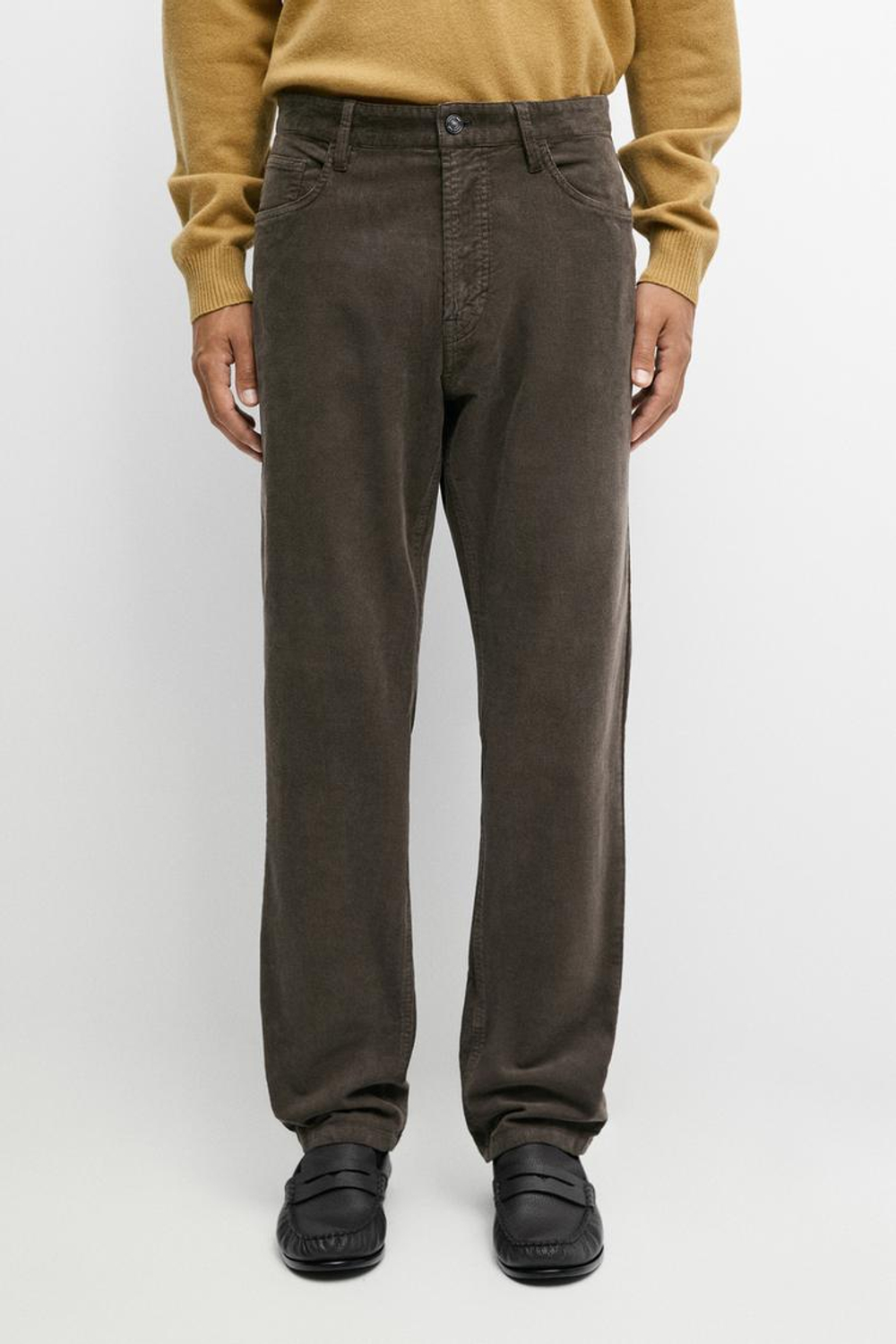 Massimo Dutti Вельветовые зауженные брюки, хаки