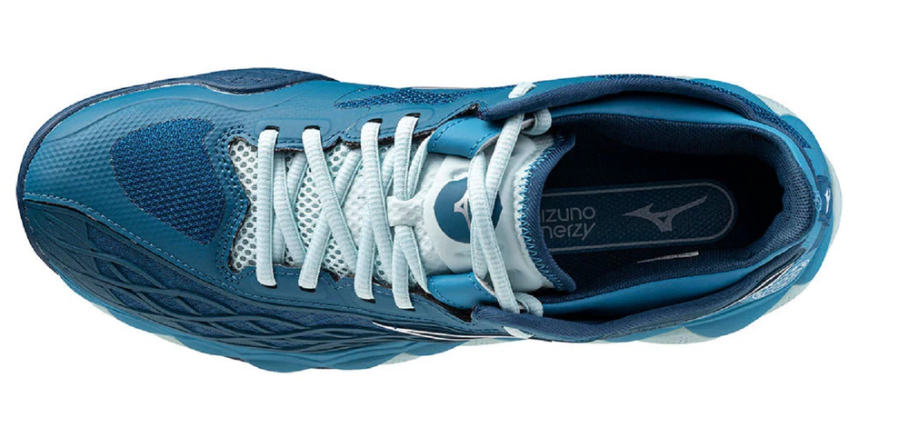 Мужские кроссовки теннисные Mizuno Wave Enforce Tour AC - moroccan blue/white/blue