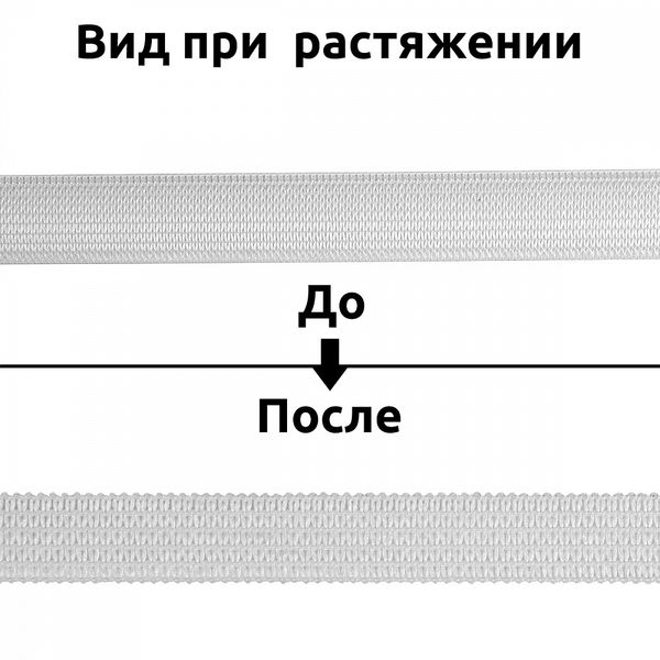 Резинка вязаная 15.0 мм / 40 метров, стандартная 3.9 г/п.м., белый