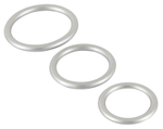 Набор из 3 эрекционных колец под металл Metallic Silicone Cock Ring Set (Цвет: серебристый)