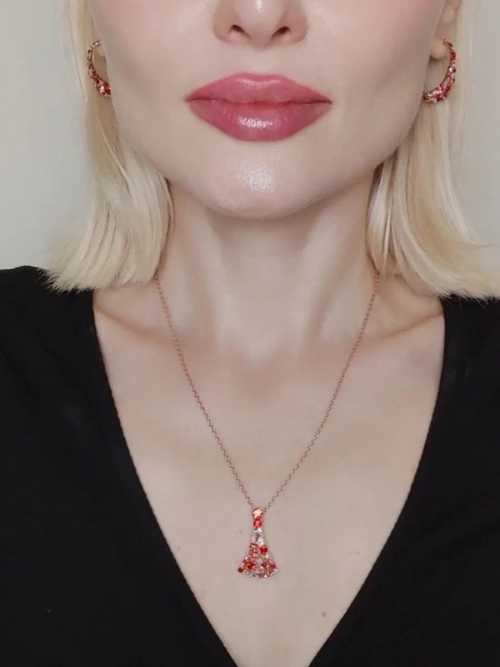 Подвеска на цепочке Россыпь из красных камней Swarovski