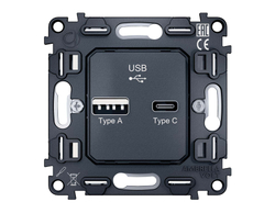 VM177 Механизм розетки 2USB A+C 20W (быстрая зарядка) QUANT