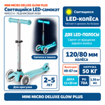 Самокат Mini Micro Deluxe Glow Plus (светящийся) LED ледниковый аква
