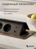 Горизонтальная тройная розетка 1USB + 1 Type-C, бронзовая