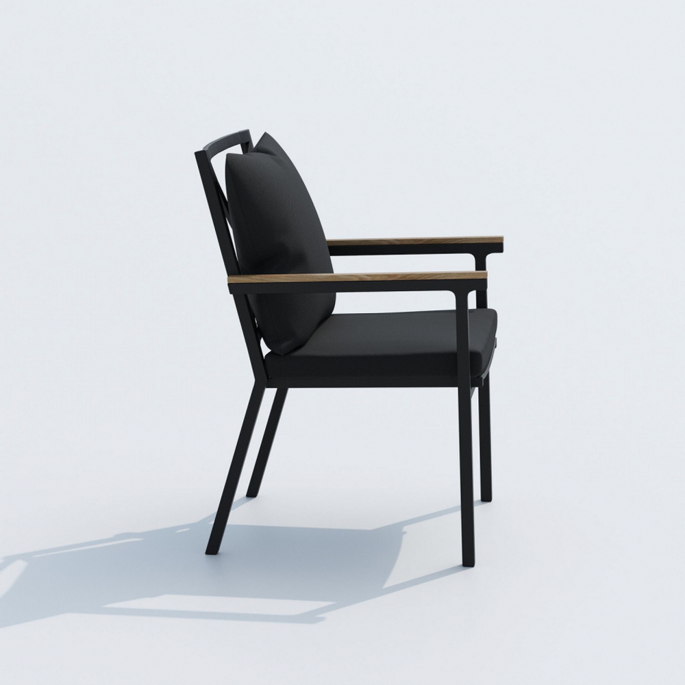 Обеденная группа Ideal Patio  КАНА ФЕСТА плюс каркас карбон, стол стекло 200, ткань черная