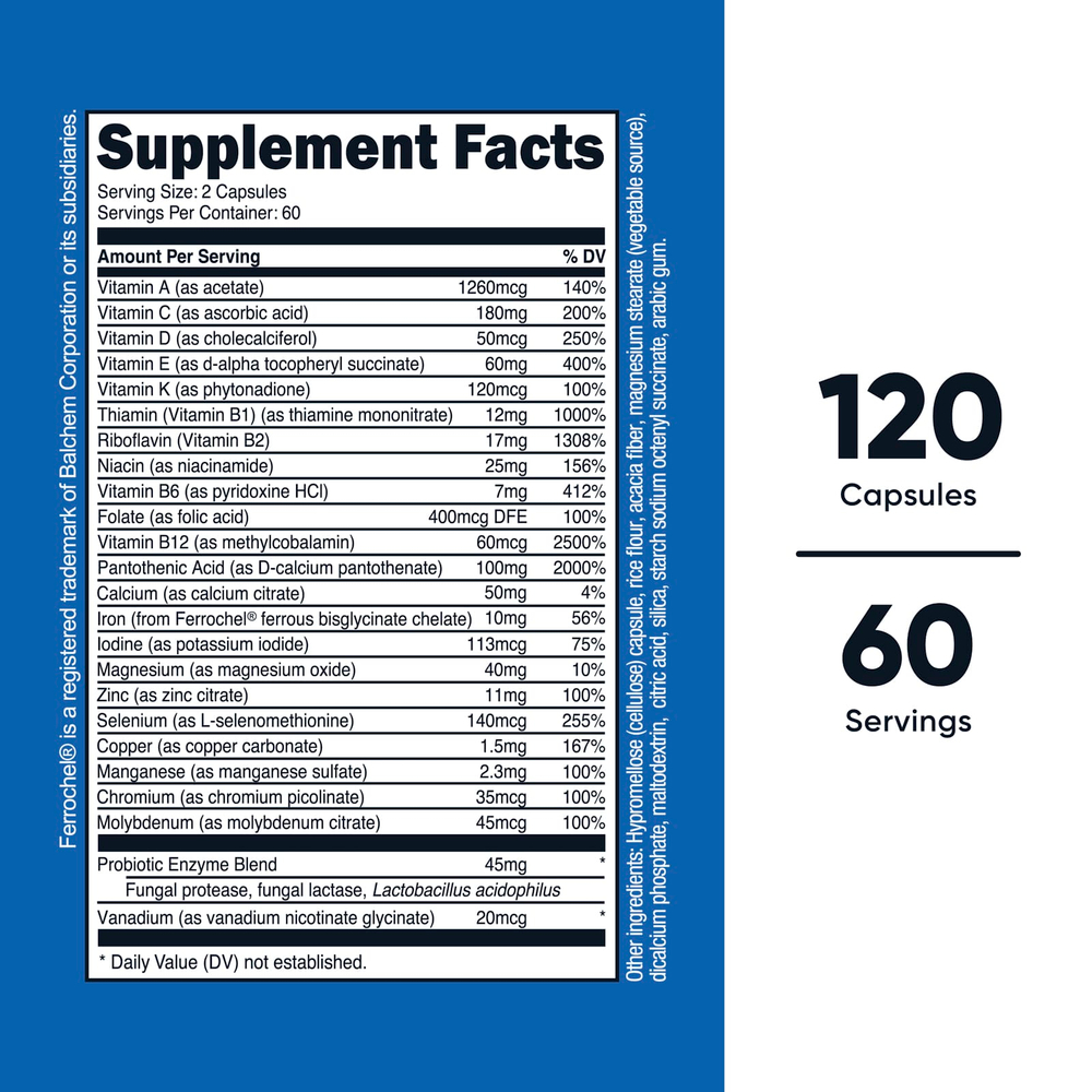 Nutricost, мультивитамины, пробиотики, 22 витамина и минерала, 120 капсул